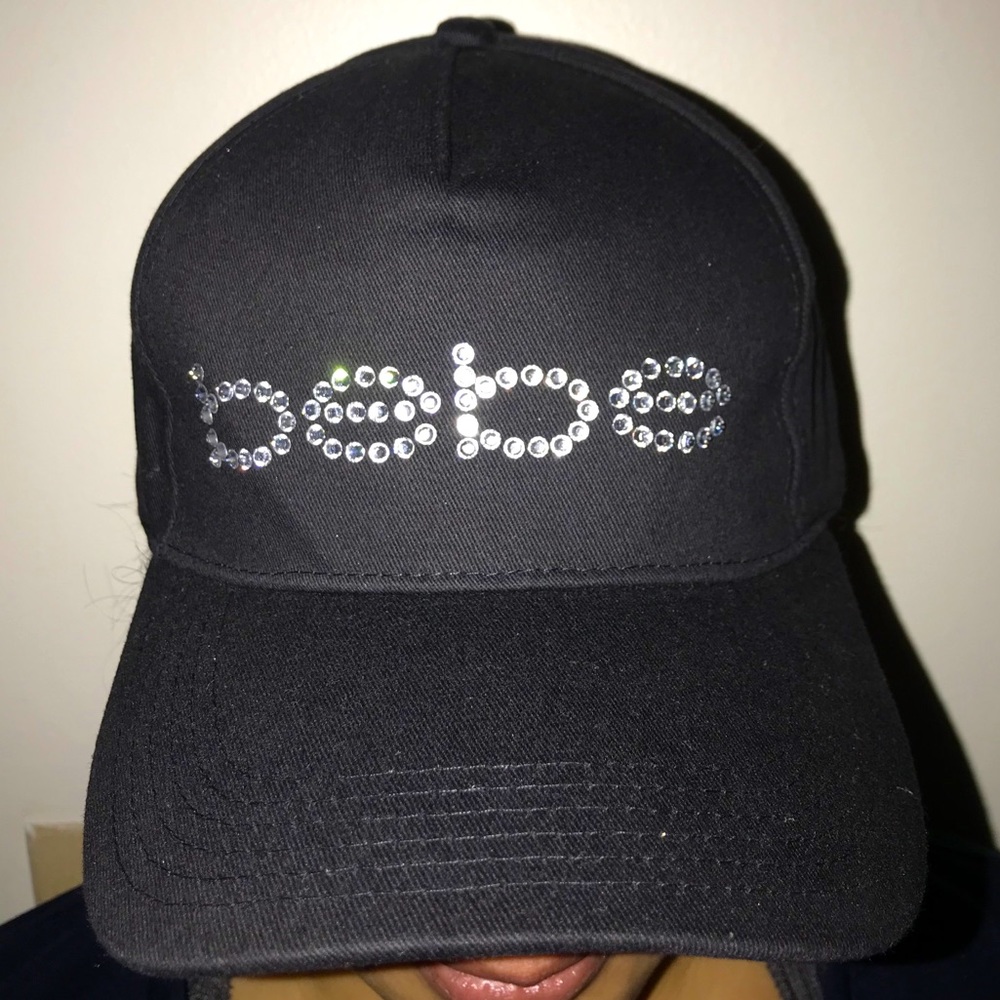 Woman’s BEBE black hat with Swarovski crystals